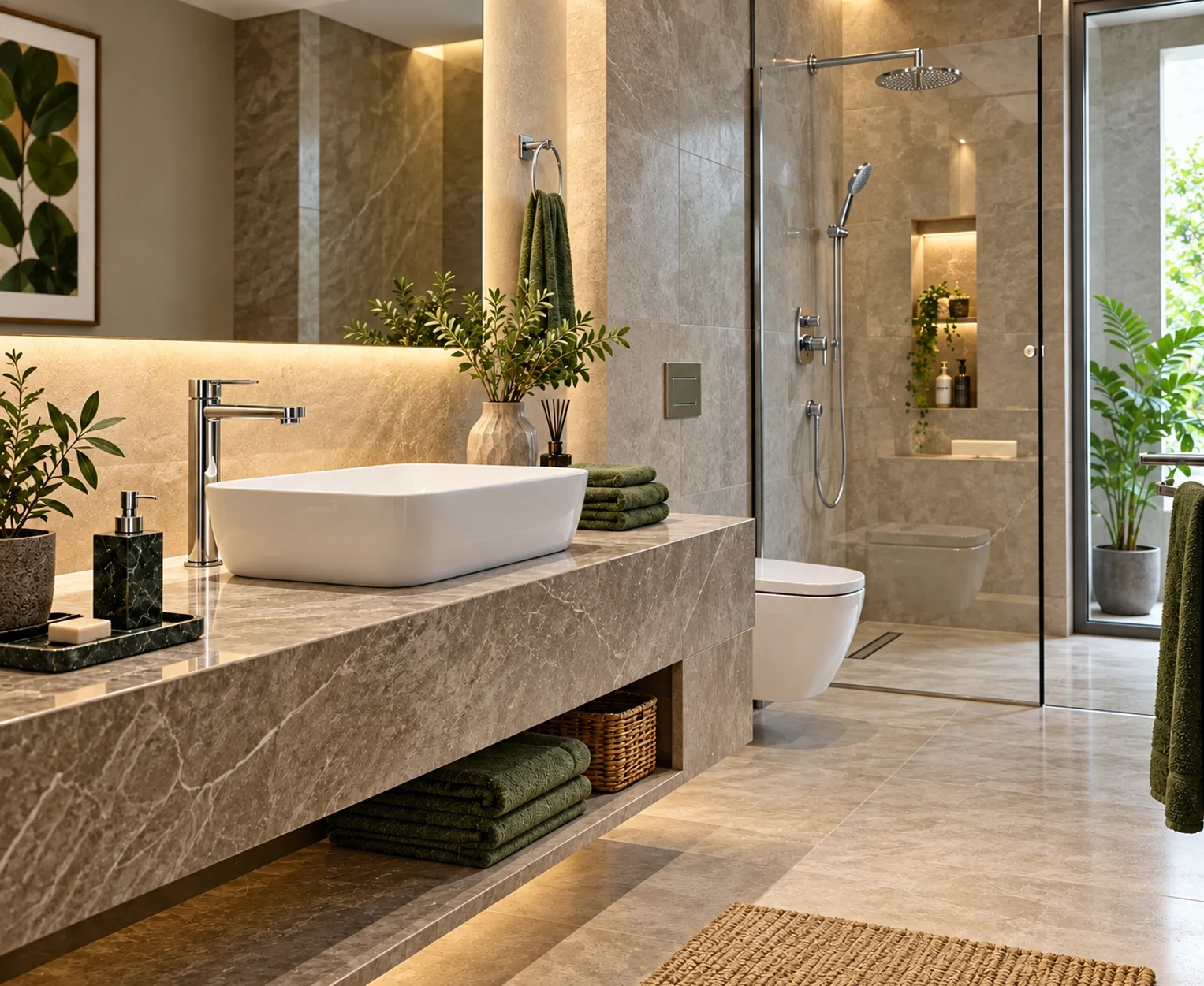 Concept illustration of a washbasin, mixer tap and shower fittings for Noble Callista Mohali