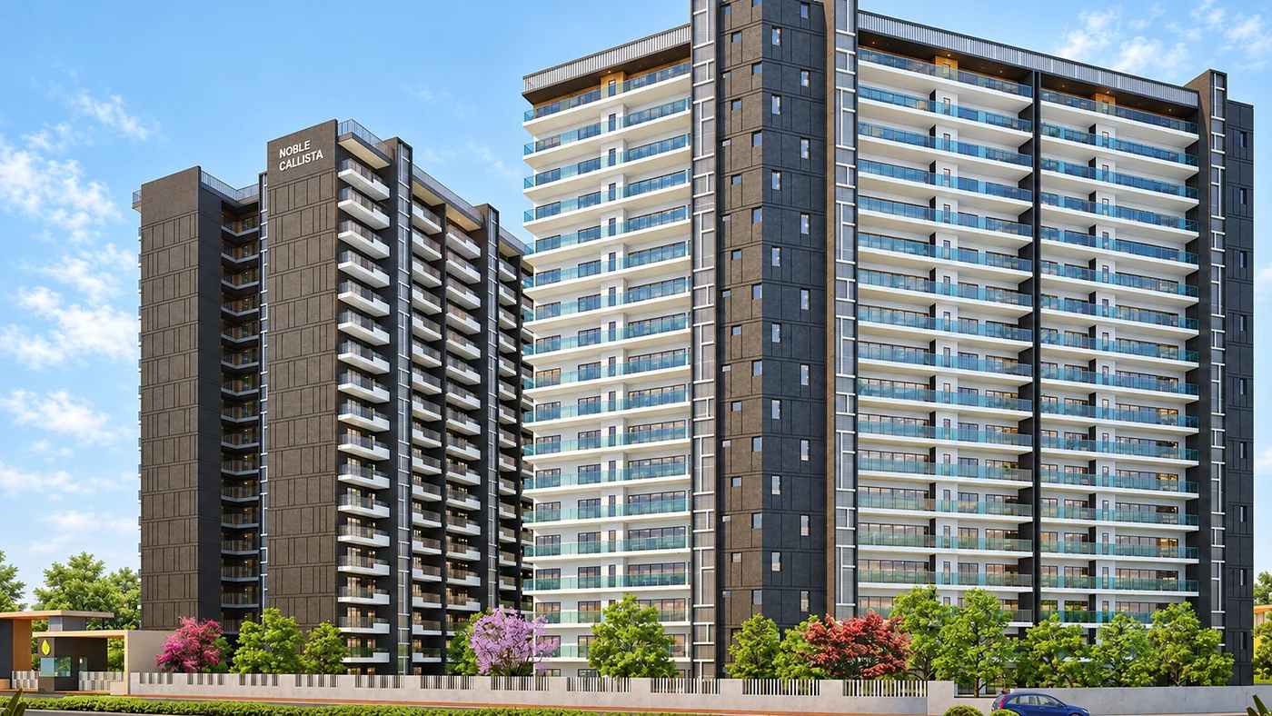Regenerated architectural illustration of Noble Callista Mohali residential towers
