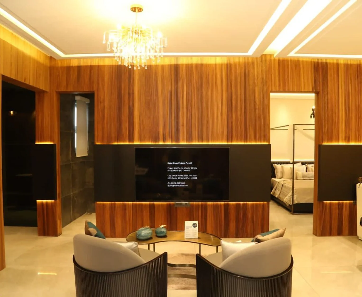Concept illustration of a spacious apartment living and dining room at Noble Callista Mohali